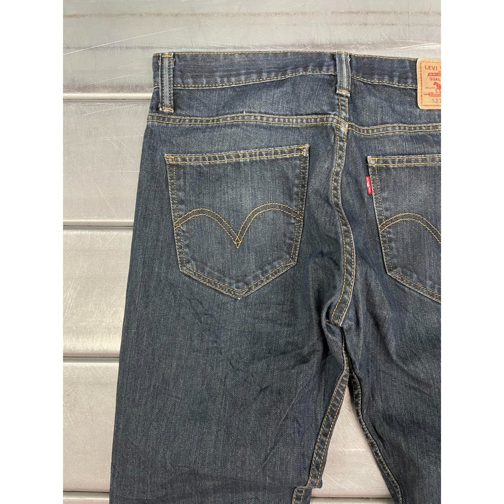 Levis 521 Jeans Slim Taper‎ Mens 32X30 Blue Dark Wash Denim 100% Cotton - Picture 11 of 14